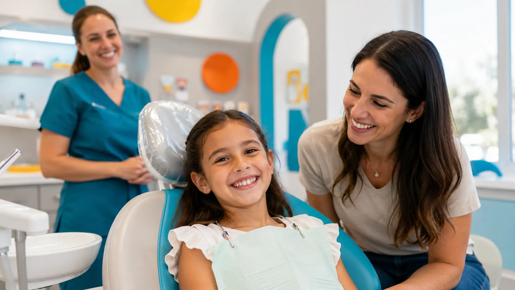A child and parent at a friendly orthodontic visit